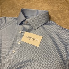 NWT Collars and Co Dress Collar Polo Shirt Men S Relaxed Houndstooth Blue White