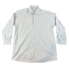Eton Contemporary Fit Dress Shirt Mens 18 46 Light Blue Glen Plaid Cotton Work