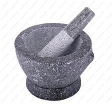 M.V. Trading Kruk Thai Stone Mortar and Pestle, 2+ Cup Capacity, 7 inch, Natural