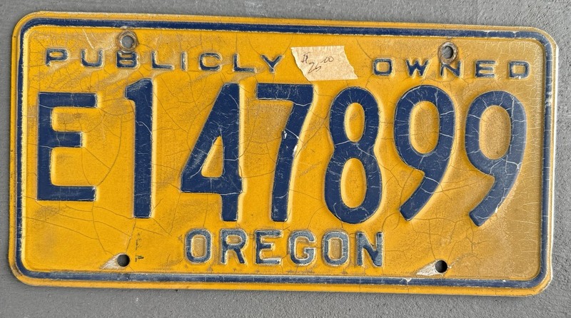 OR Publicly Owned License Plate Oregon Expired Lic Police Fire