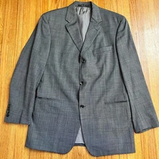 Hugo Boss Blazer Mens 41R Super 100 3 Button Gray Suit Coat Virgen Wool USA