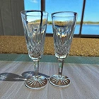 Vintage Set of 2 WATERFORD Crystal LISMORE Fluted Champagne 7 1/4"