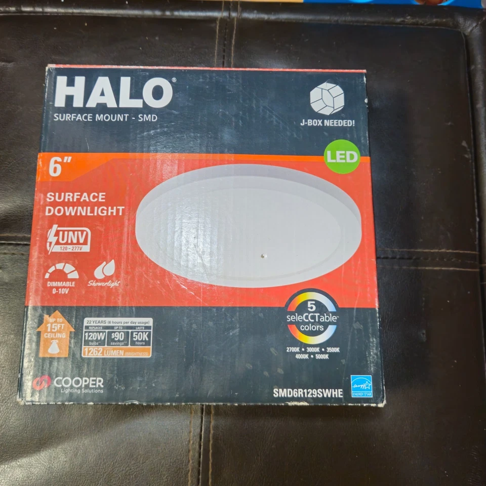 Halo 6” LED Surface Mount Downlight Lot of 6 Dimmable Selectable White - Image 1 of 4
