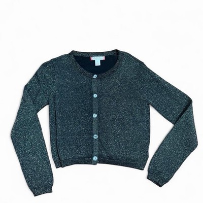Girls Cardigan Sweater Ruby & Bloom Size 5T Black and Gold Glitter Button Up