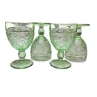 Vintage Indiana Glass Tiara Chantilly Green Water Goblets Depression Set of 4