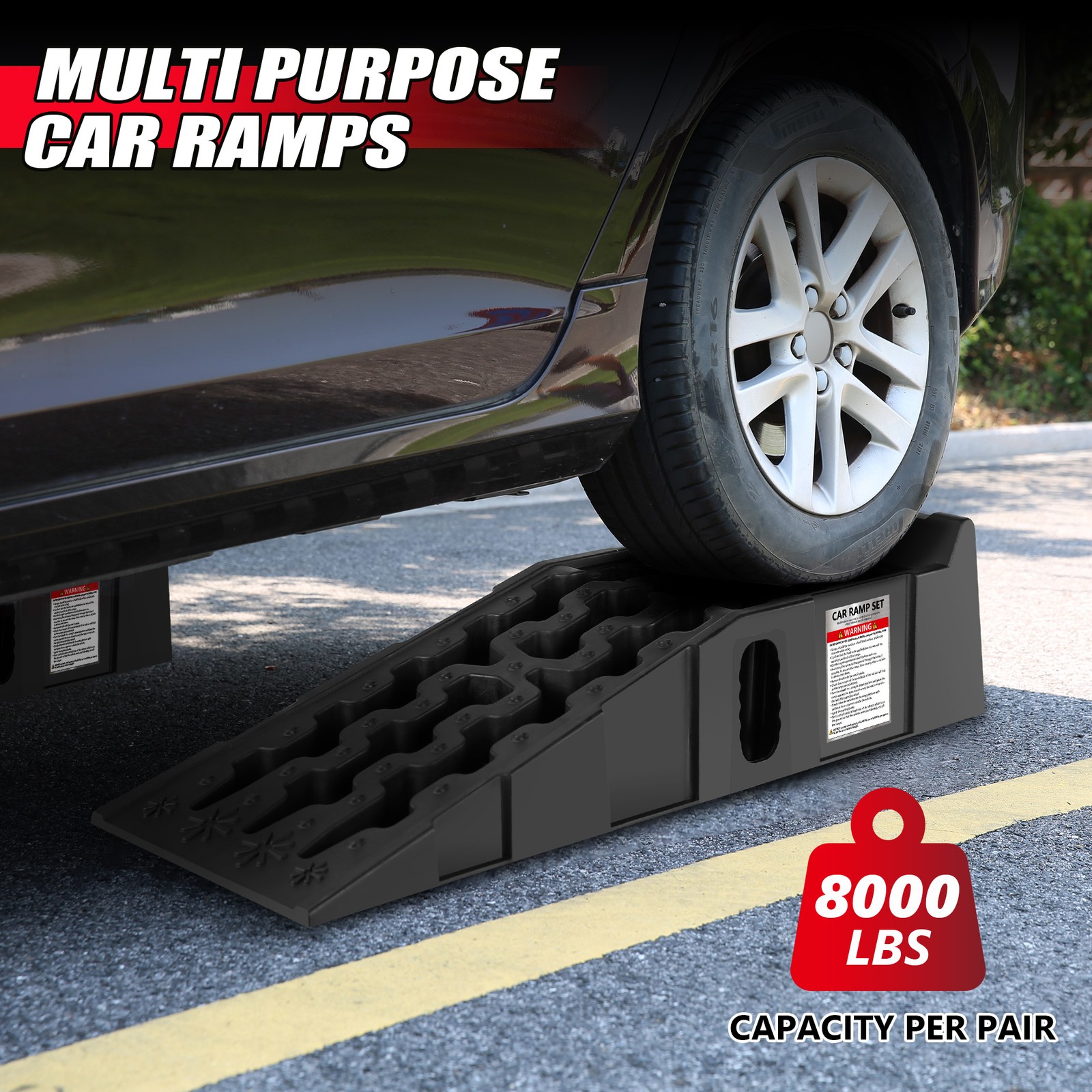 Car Maintenance Ramp 7 Ton Car Lift 2-Pack Black