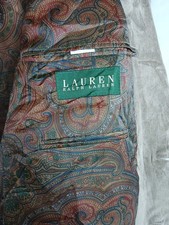 Lauren Ralph Lauren Men's 40R Brown Corduroy Blazer Sport Coat Jacket Paisley