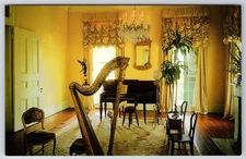 Louisiana White Castle Nottoway Plantation Music Room Clavichord Harp Postcard