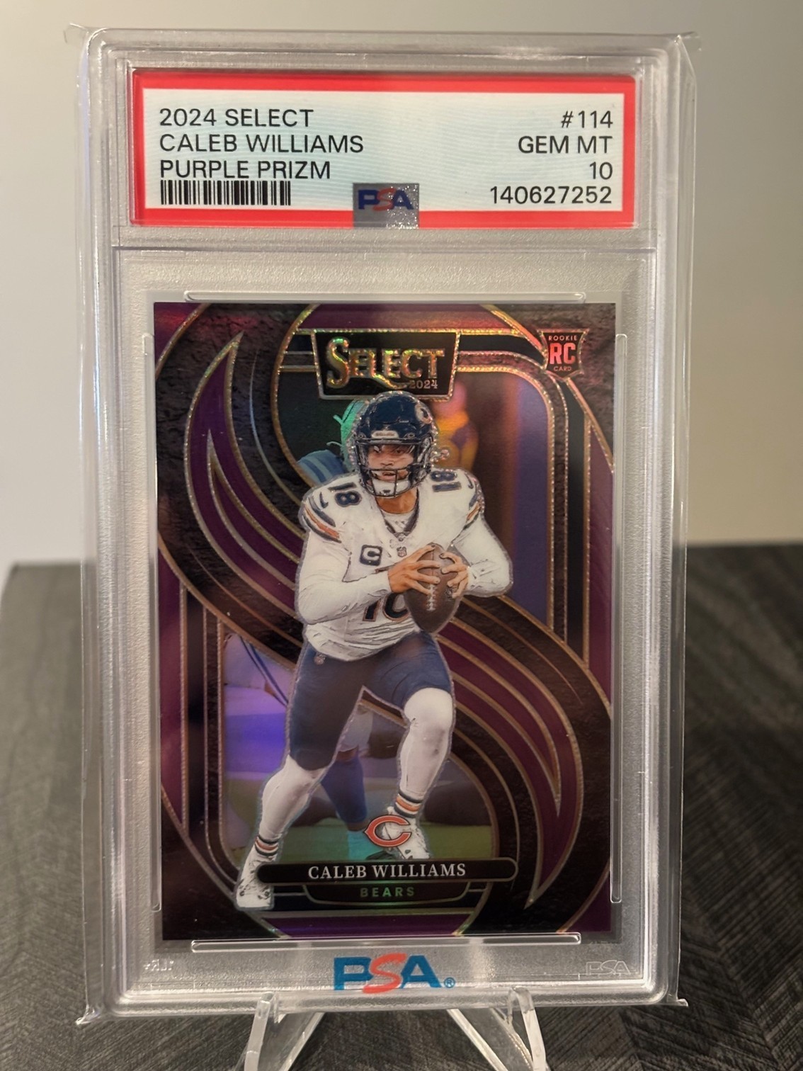 2024 Panini Select - Premier Level Caleb Williams #114 Purple Prizm /75 (RC)