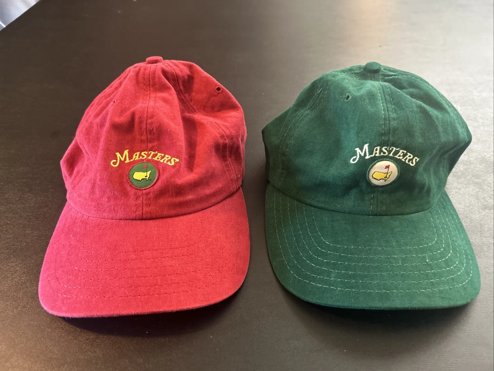 2 Vintage Rare The Masters AMERICAN NEEDLE Golf STRAP BACK Baseball Hat Cap USA