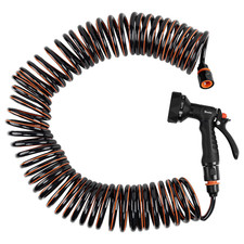 10m Spiral Garden Hose Pipe Set 9-Function Spray Gun Tap Connectors ready to use