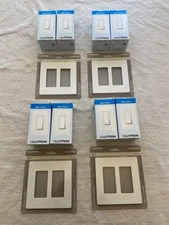 (8) Lutron Single Pole Switches W/ (4) Two Gang Plates - Color (Biscuit)