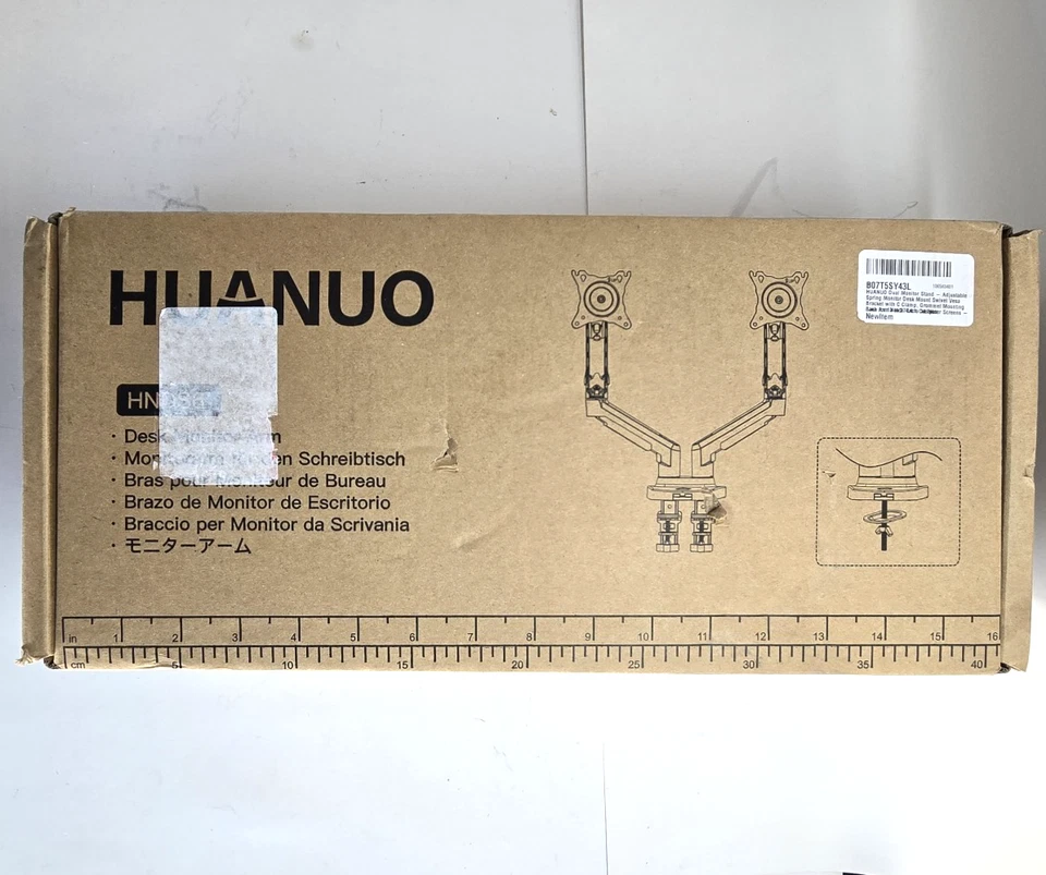 HUANUO Dual Monitor Stand - for 13 to 32 in Computer Screens - 19.8lb - Black - Image 3 of 4