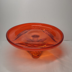 Viking Glass Epic Persimmon Orange Drape Cake Stand Footed Plate UV Reactive