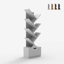 Libreria design moderno 8 scaffali cassetto soggiorno ufficio Treebook 120
