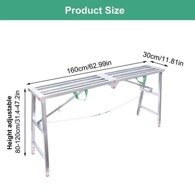 160 X 30cm Folding Scaffolding Platform Work Bench Scaffold Adjustable Height-