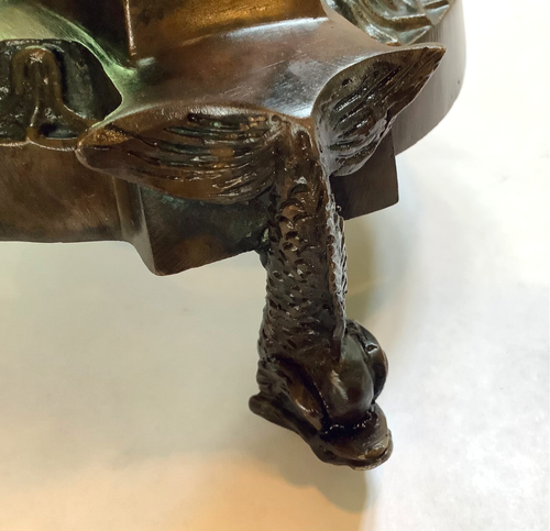 Nouveau Neoclassical Bronze Three Graces Centerpiece Orb or Bowl Stand Koi Feet - Picture 13 of 17
