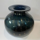 Vintage MURANO BLUE GLASS VASE MAESTRI VETRAI Seguso Archimedes Large GOLD FLECK