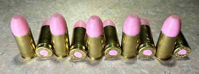 9MM DUMMY ROUNDS  SET OF 10 BRASS WITH (NO PINK TAX)PINK PRIMER &  BULLET  TRAIN
