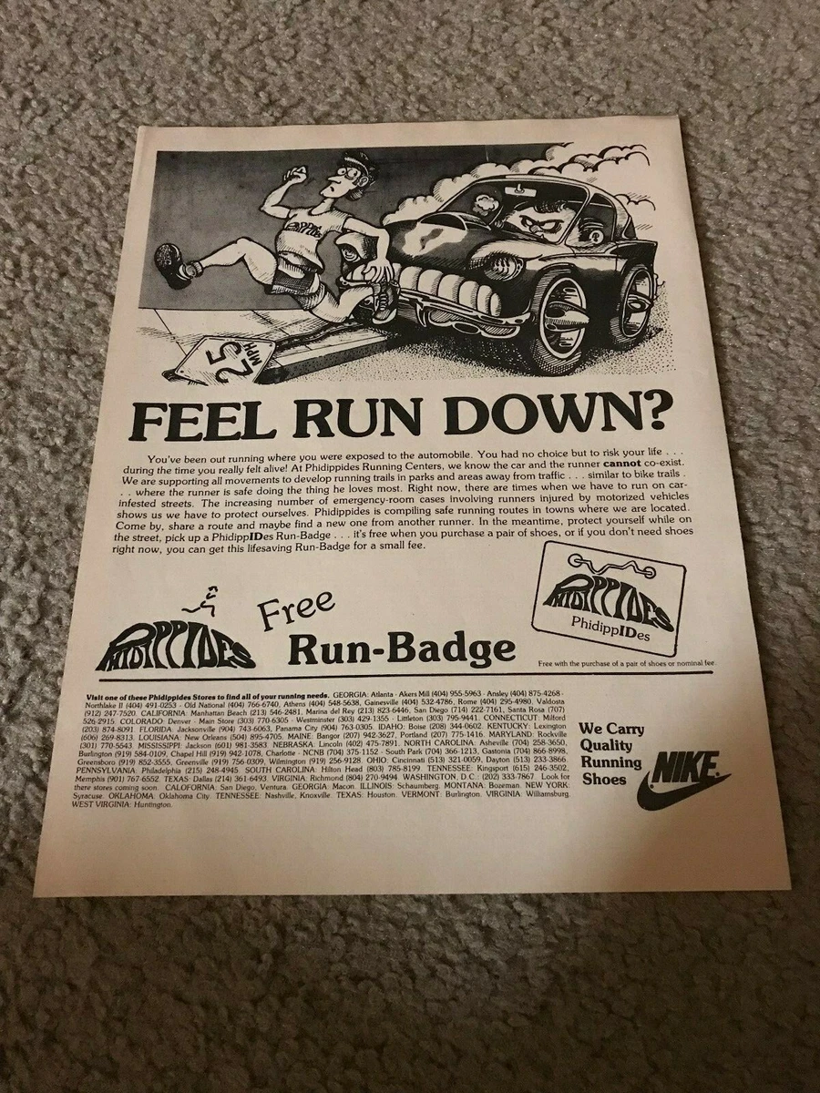 Vintage 1970s NIKE RUNNING SHOES PHIDIPPIDES STORE Poster Print Ad Art RARE  | eBay