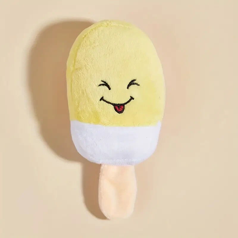 Happy Pups Yellow Popsicle Plush Dog Toy, 5 Inch