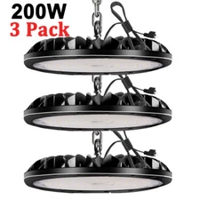3 Pack 200W UFO LED High Bay Shop Lights Industrial Commercial Factory Warehouse