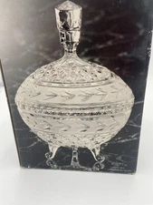 New Toscany Collection 24% Lead Crystal Compote Candy Dish & Lid Gorgeous 