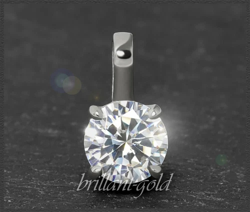 Diamond solitaire 585 gold pendant; brilliant 0.72ct, VVS1; 14 carat white gold New