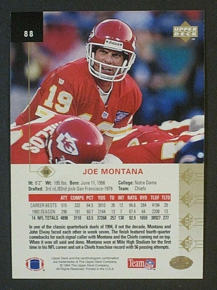 1994 Upper Deck SP Football Trading Cards / You Choose / mb34 - Image 3 of 3