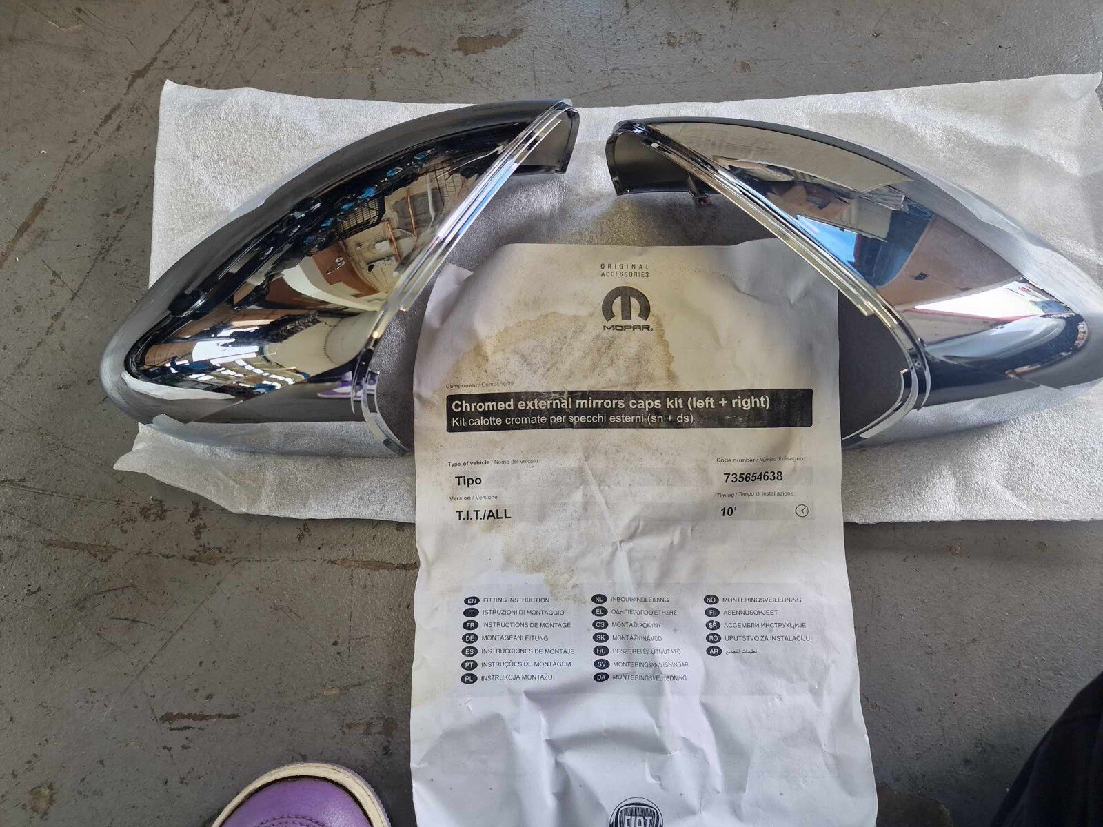 Genuine Fiat TIPO Chrome Mirror Cap Covers Pair 735654638 for sale 