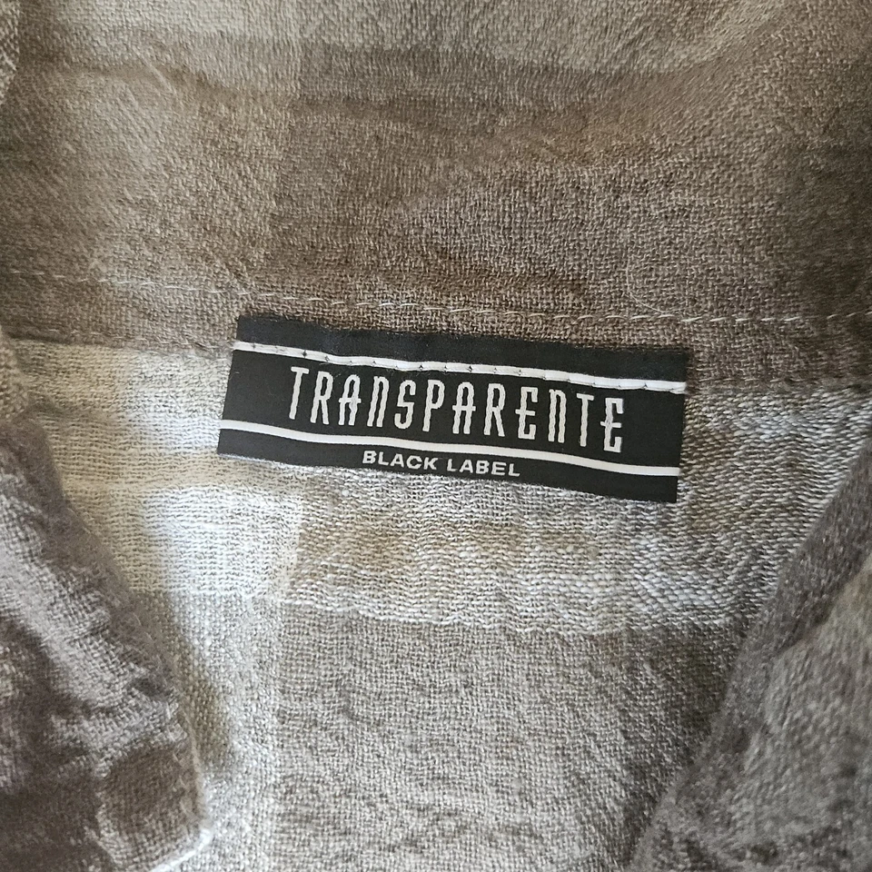 Túnica Lagenlook Transparente Black Label Alemanha Branco Marrom Linho Tamanho Único - Imagem 2 de 4