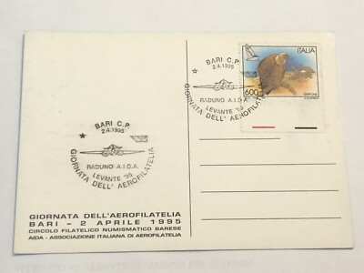 Bari Aerophilatelia Levante Day 1995 AIDA Rally Cancellation on Card Raid Tirana