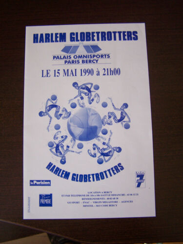 PETITE AFFICHE SPECTACLE HARLEM GLOBETROTTERS PALAIS OMNISPORTS DE BERCY . 1990  - Photo 1/2