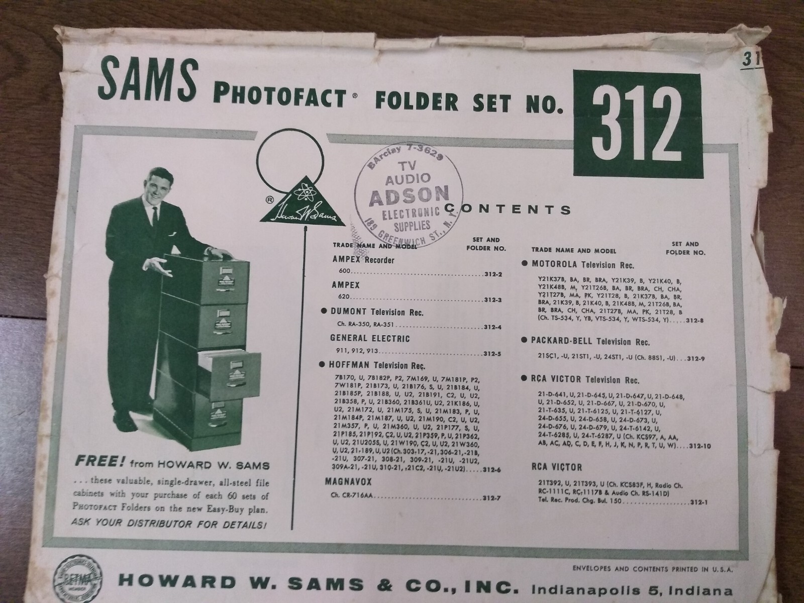 SAMS Photofact Folder Set 312 Television Repair 1950s 1960s TV schematics