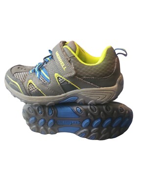 Kids Merrell Trail Chaser Hiking Shoes 12.5 Gray Neon Green Leather Textile
