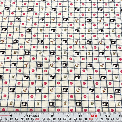 Vintage Sewing Theme Marcus Brothers Textiles Cotton Fabric Remnant 12'' x 43''