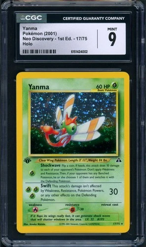 CGC 9 MINT Yanma 1st Edition Neo Discovery 17/75 Holo SWIRL Pokemon Card