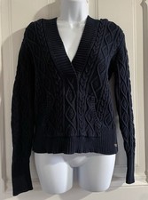 Vtg 90s Y2K Ralph Lauren Polo Jeans Pullover Cable Hoodie Sweater S Prep Grunge