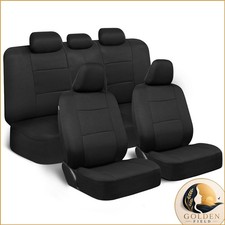 BDK PolyPro Car Seat Covers Solid Black Front Rear Split Bench for Cars Trucks