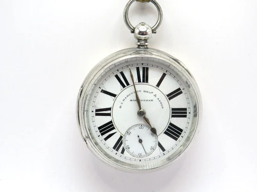 1890 Big & Heavy Fusee Lever pocket watch solid silver case g. condition working