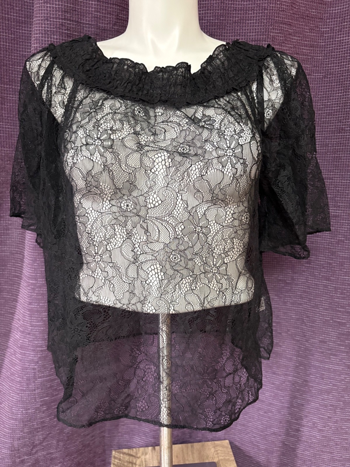 NWT Lane Bryant Size 14/16 Black Lace Off Shoulder Blouse Top Shirt Fancy