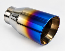 Universal Blue Burnt Stainless Steel Exhaust Tips 2.5 I.d3.50.d7 Long