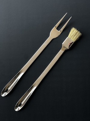 All-Clad Stainless Steel Fork & Brush 18 inch, Silver   EXCELLENT CONDITION 