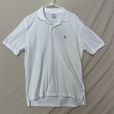 Brooks Brothers Polo Shirt Mens Large White 346 Original Fit Golden Logo