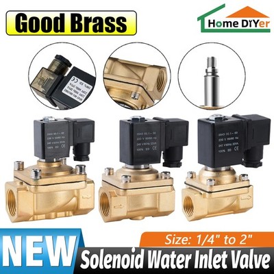 PU220 Solenoid Water Inlet Valve Brass 1/4''-2'' Normally Closed 12V 24V 220V