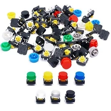 /70pcs 4 Pin Tact Tactile Push Button Switch Momentary 12x12x7.3mm With Multicol