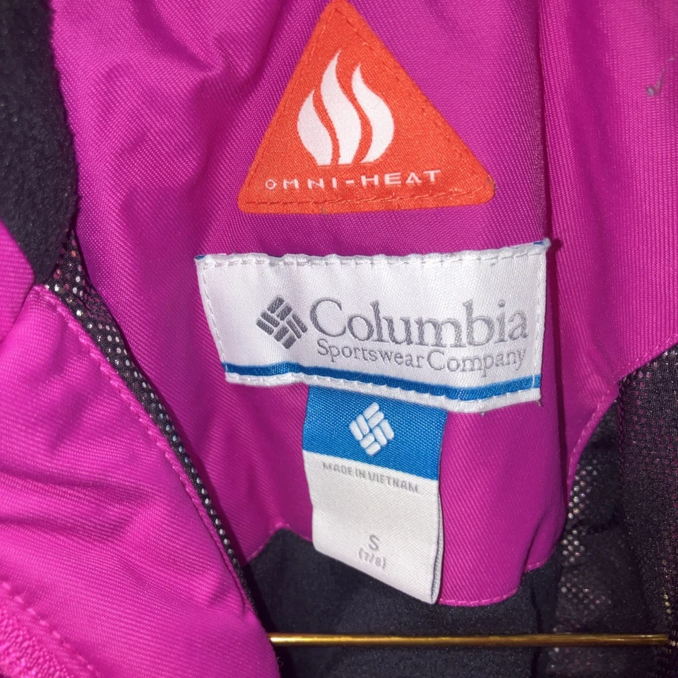 Columbia Niñas Mediana Chaqueta con Capucha Omni-Calor, Impermeable, Pequeña 7/8 Púrpura Foto 2 de 4