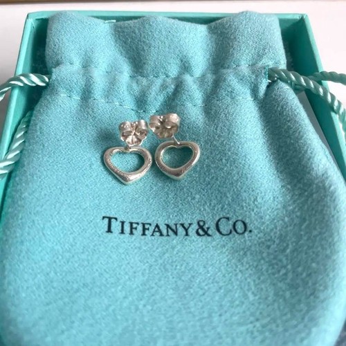 TIFFANY & CO. Pendientes Corazón Abierto Elsa Peretti Plata de Ley 925 con... - Imagen 6 de 9