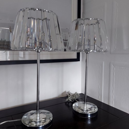 Beautiful Pair Of LAURA ASHLEY Crystal Glass/Chrome CAPRI Table Lamps (35.5cm) - Picture 6 of 17