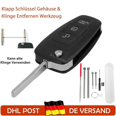 3 Tasten Klapp Schlüssel Gehäuse Ersatz für Ford Transit Custom Tourneo Connect